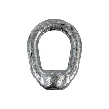 Round Eye Nut, 7/16-14 Thread Size, 3/8 In Thread Lg, Carbon Steel, Hot Dipped Galvanized